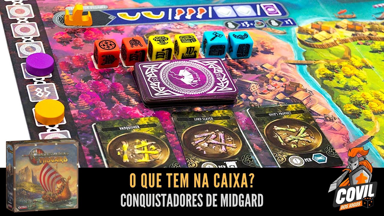 Covil dos Jogos – O Que Tem na Caixa? Unboxing Conquistadores de Midgard