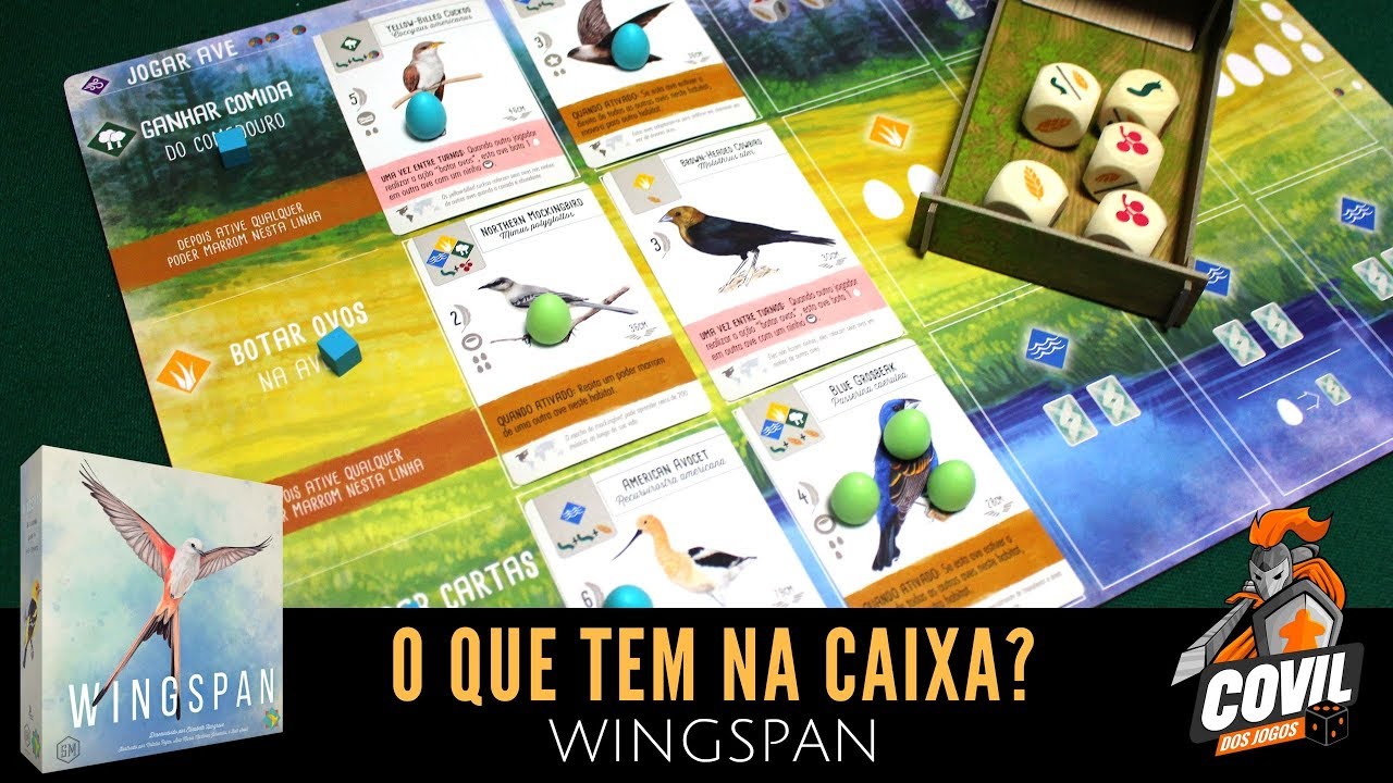Covil dos Jogos – O Que Tem na Caixa? Unboxing Wingspan