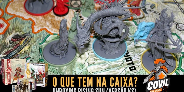 Covil dos Jogos – O Que Tem na Caixa? Unboxing Rising Sun (Versão Kickstarter)